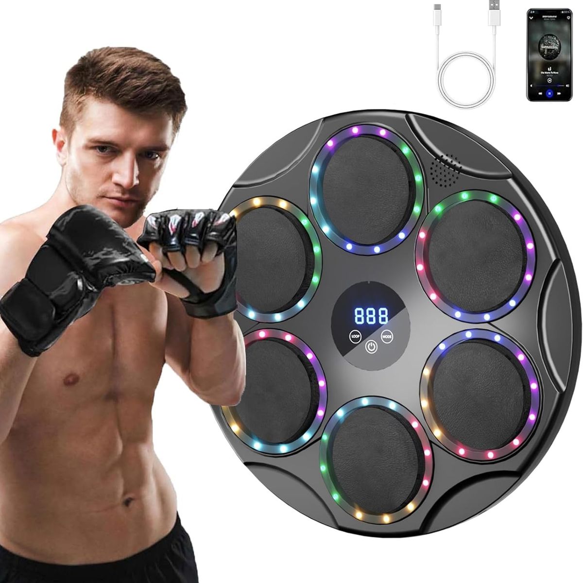 EVERBEST - Maquina de Boxeo Musical con Bluetooh 46x85 cm