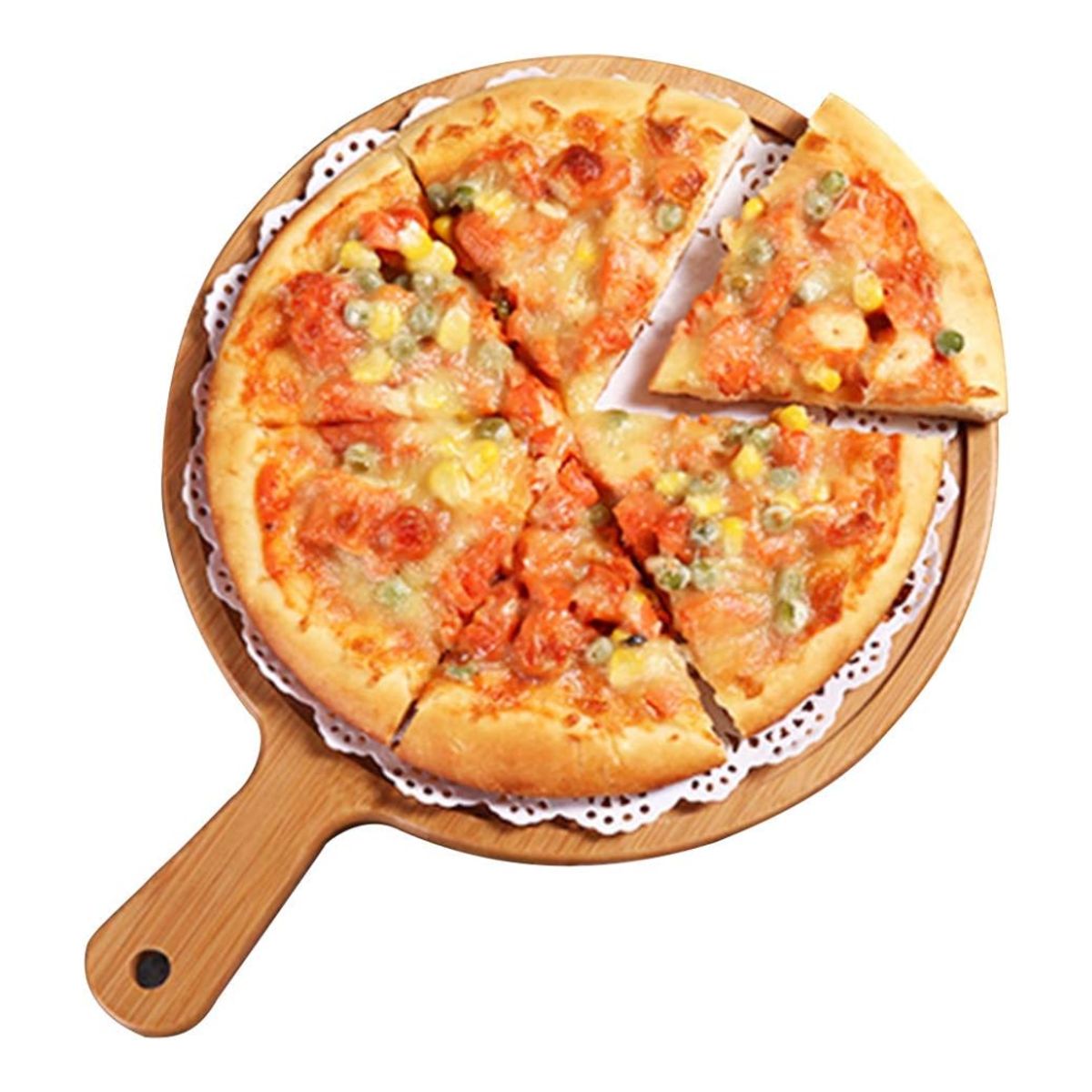 INSPIRA - Tabla Redonda de Madera con Mango para Pizza