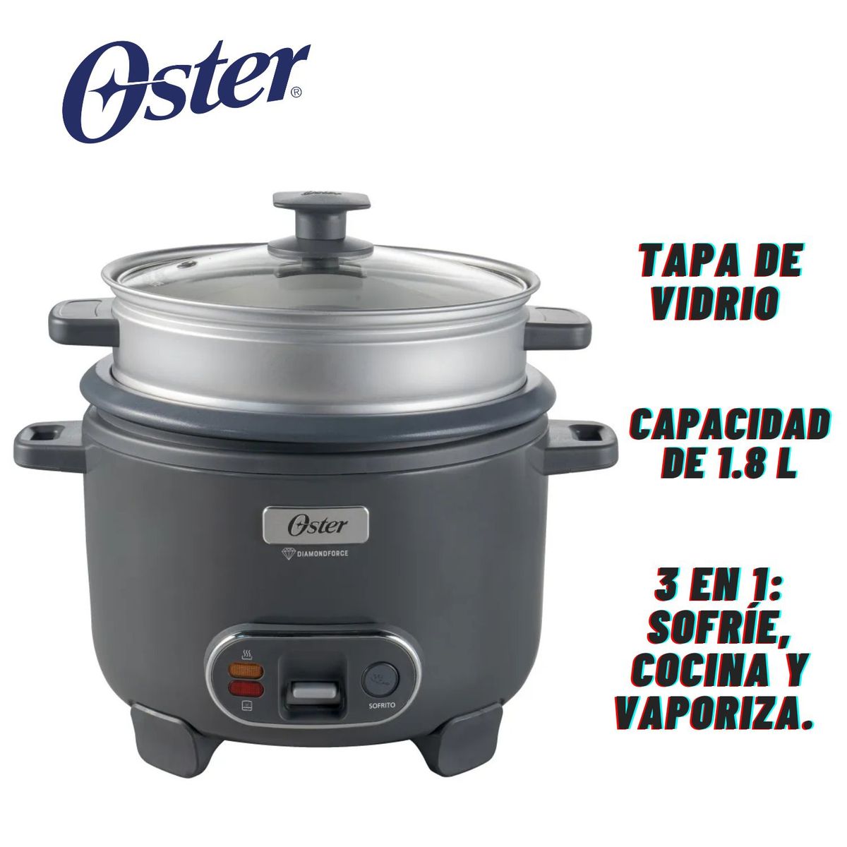 OSTER - Olla Arrocera Oster CKSTRC10DFSKE 1,8 L Vaporera Función de Sofrito