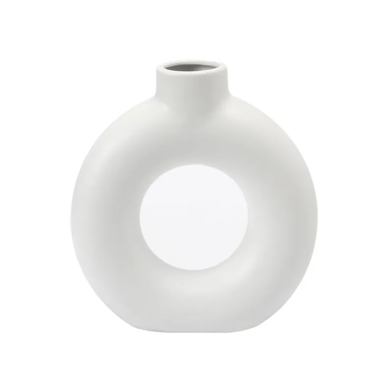 INSPIRA - Florero circular plástico decorativo blanco 20 cm