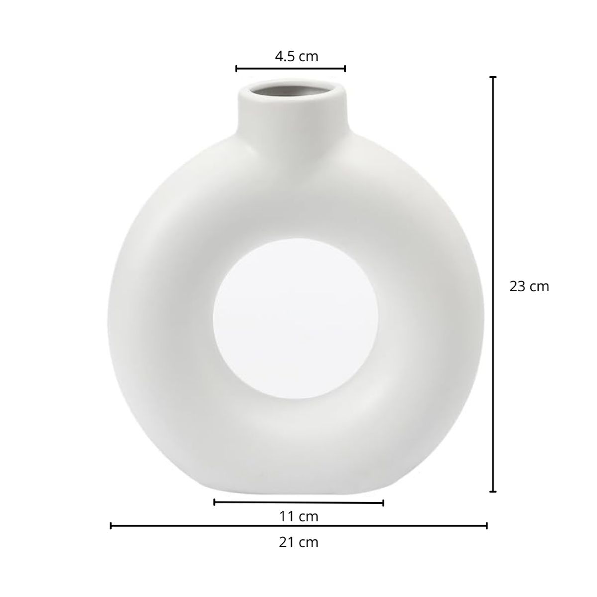 INSPIRA - Florero circular plástico decorativo blanco 20 cm