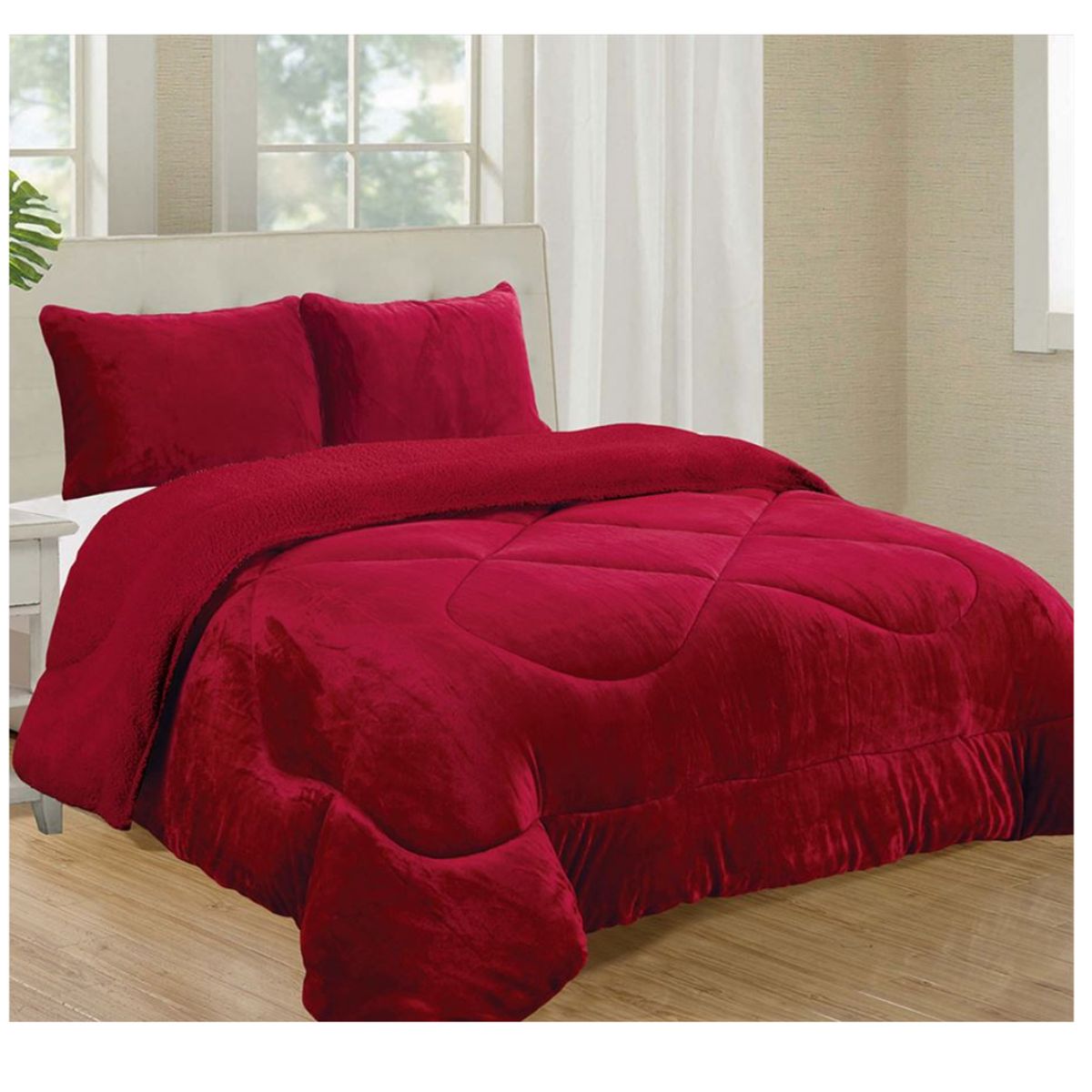 GENERICO - EDREDON PIEL DE ANGEL CON SHERPA CASATEX 3 PIEZAS