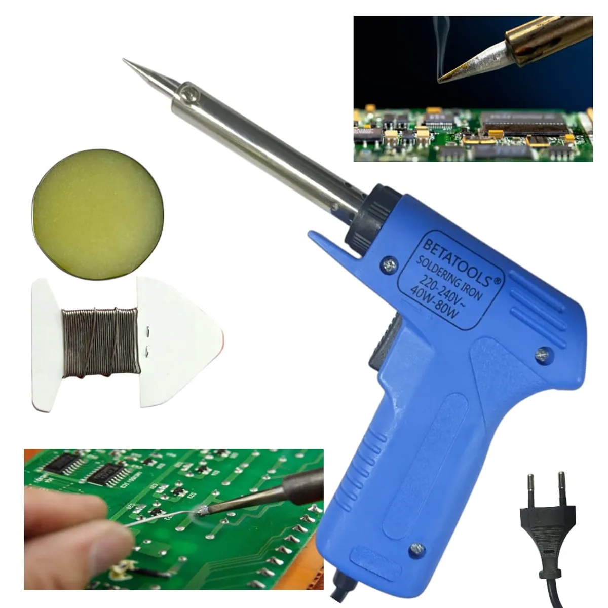 OEM - Cautín Tipo Pistola con Pasta Flux y Estaño  Kit de Soldadura