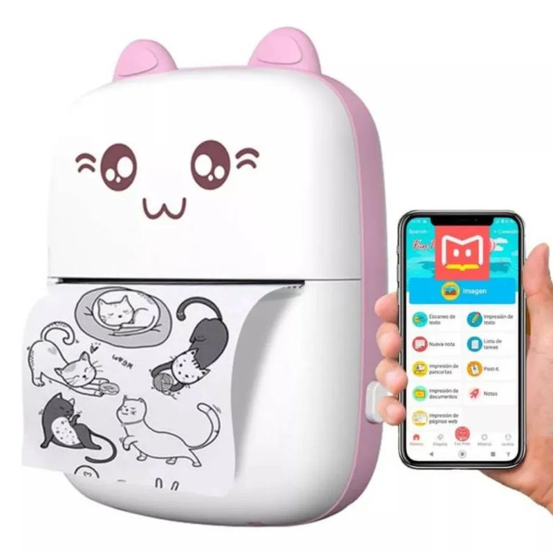 GENERICO - Mini Impresora Portátil Gatito Kawaii Bluetooth Térmica Sin Tinta