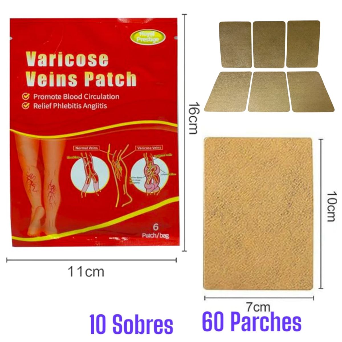 OEM - Parches para Várices de Rápido Efecto – Pack 10 Sobres 60Parches