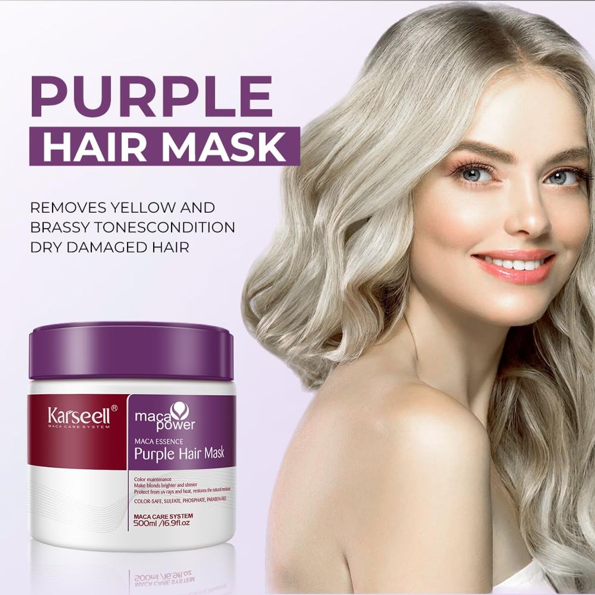 GENERICO - Karseell Purple Hair Mask Professional 500ml Mascarilla Capilar