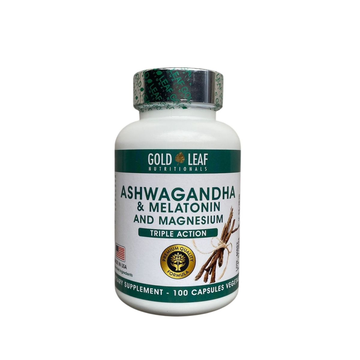 GENERICO - Ashwagandha con Melatonina y Magnesio Gold Leaf 100 capsulas