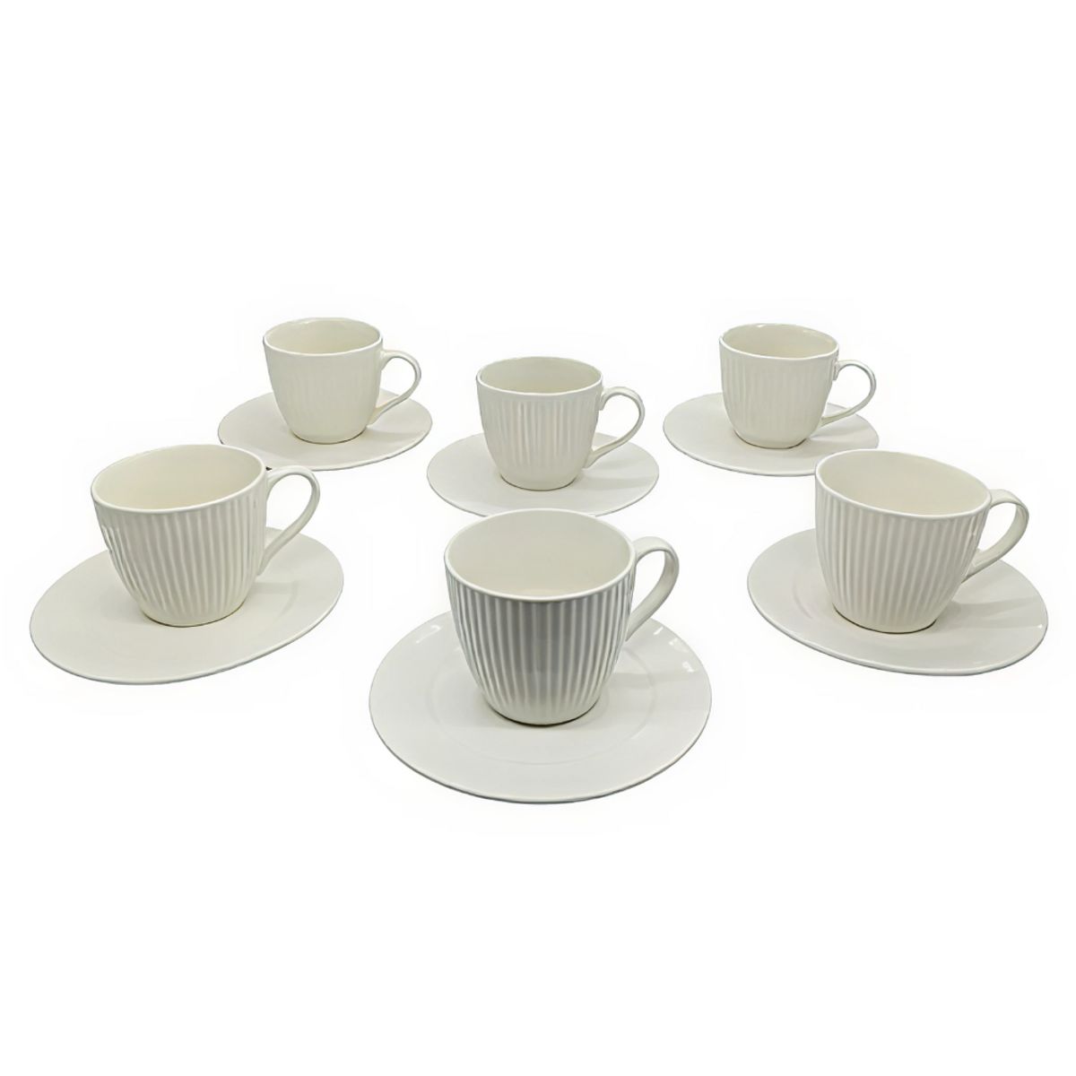 INSPIRA - Set de 6 Tazas y Plato de Cerámica Labrada 250 ml