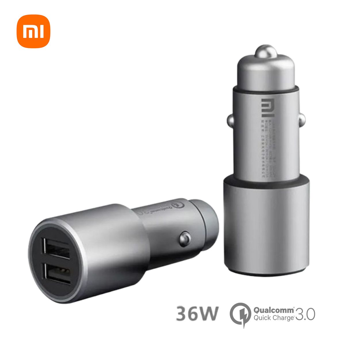 XIAOMI - Cargador De Auto CC02CZM 2 Puertos Usb-A Carga Rapida 36W - Silver