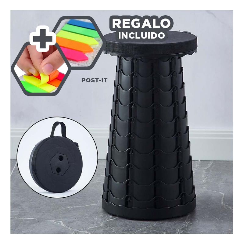GENERICO - Pack6 Silla Compacta en Color Negro Y+Banderitas Adhesivas