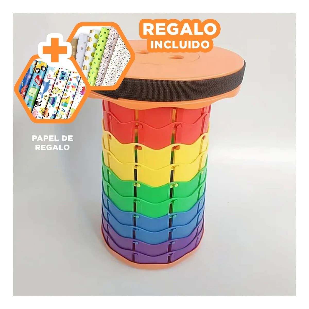 GENERICO - Pack6 Banca de Casa Decorativa Naranja Y+Papel de Regalo