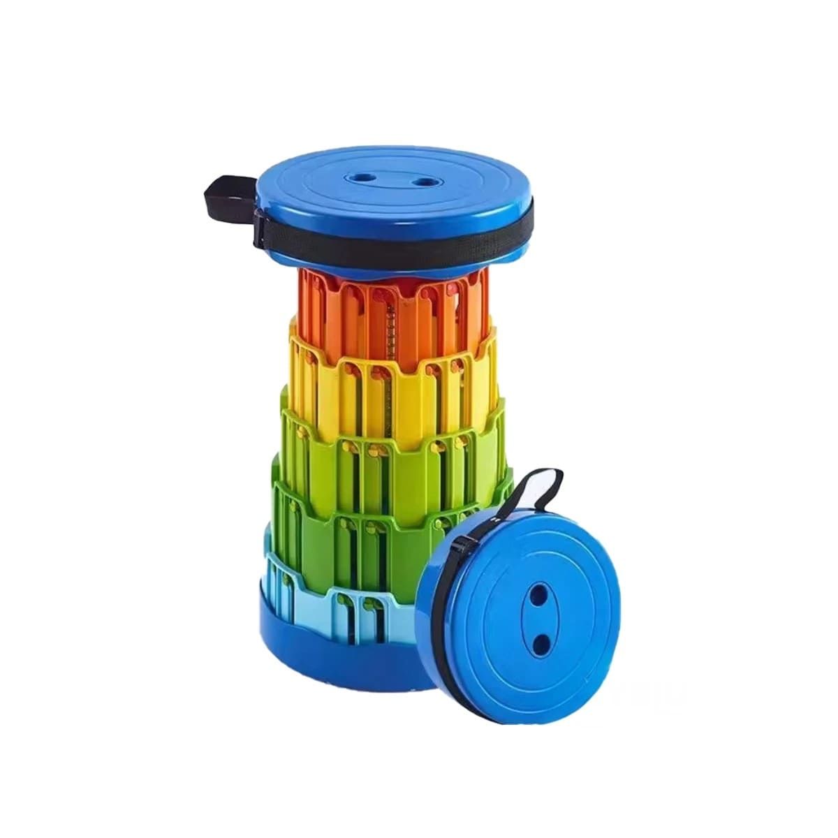 GENERICO - Silla Plegable Portatil con Centro Multicolor y Tapa Azul