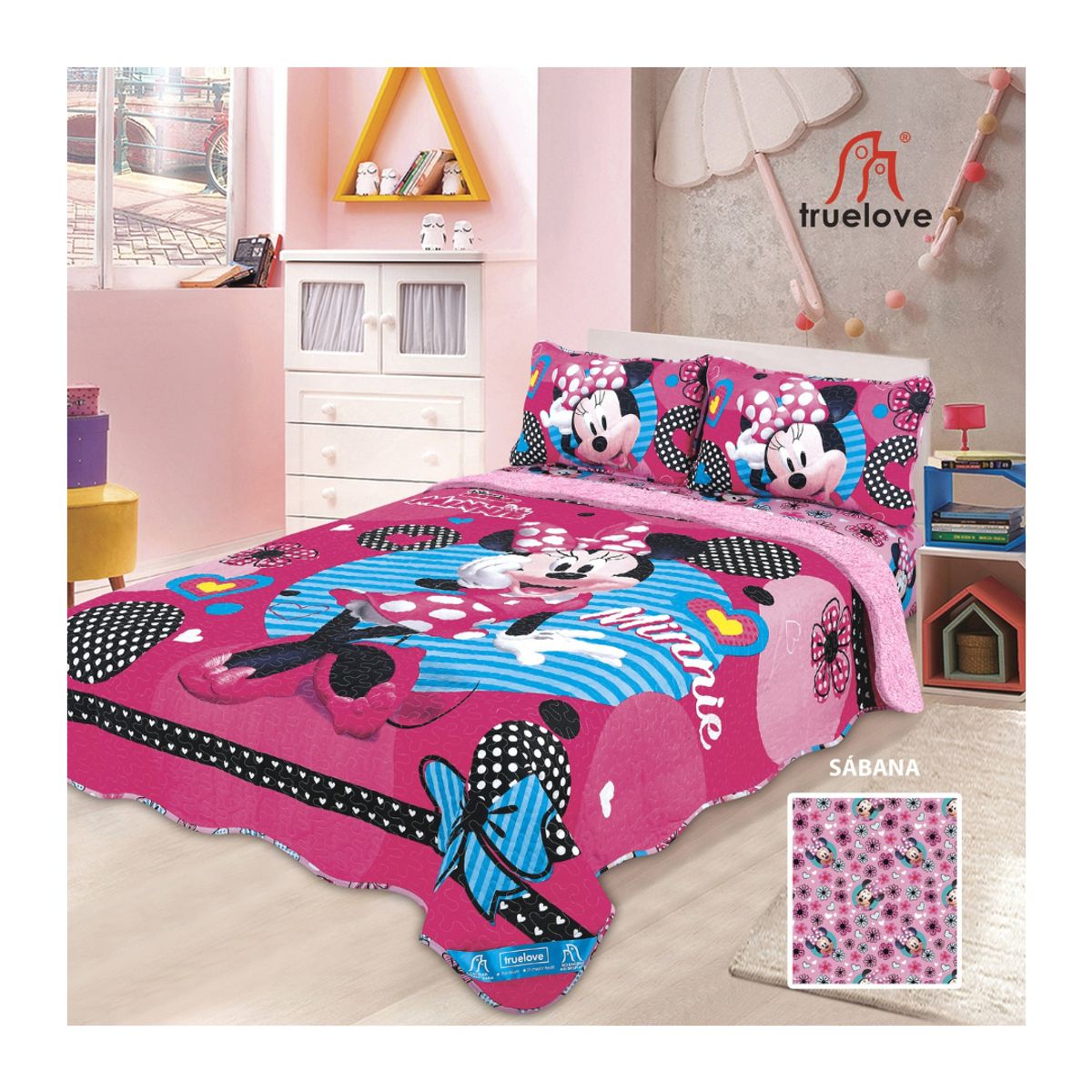 TRUELOVE - CUBRECAMA CON SHERPA DISNEY DE 1.5 PLZ