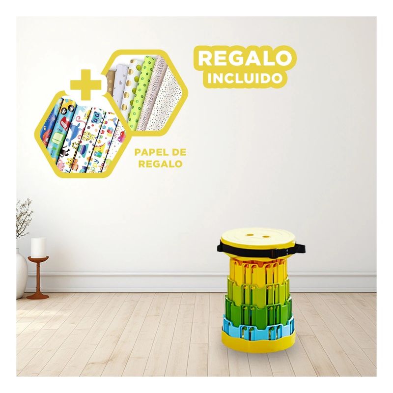 GENERICO - Pack5 Banca Facil de Llevar en Amarillo Y+Papel de Regalo