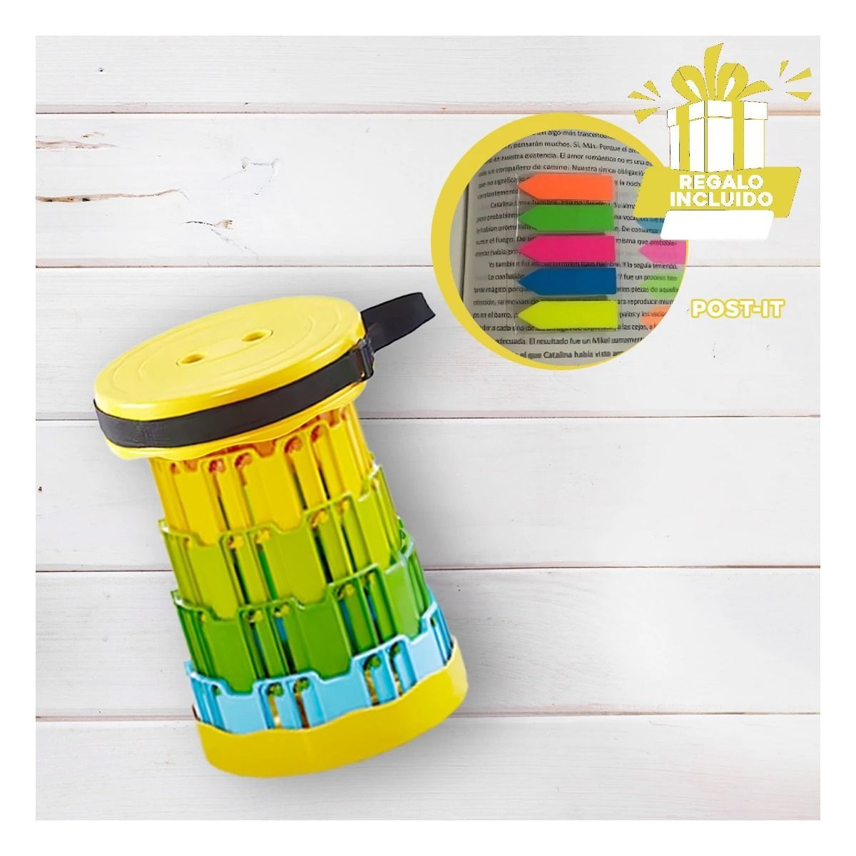 GENERICO - Pack5 Banca Expansora en Amarillo Y+Banderitas Adhesivas