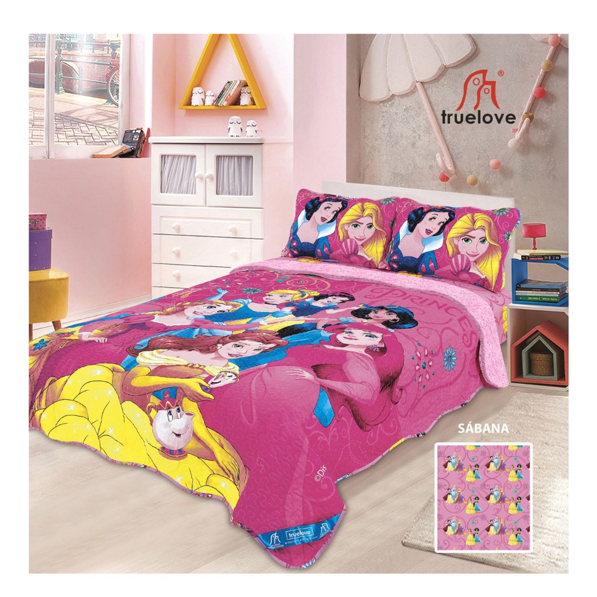 TRUELOVE - CUBRECAMA CON SHERPA DISNEY DE 1.5 PLZ