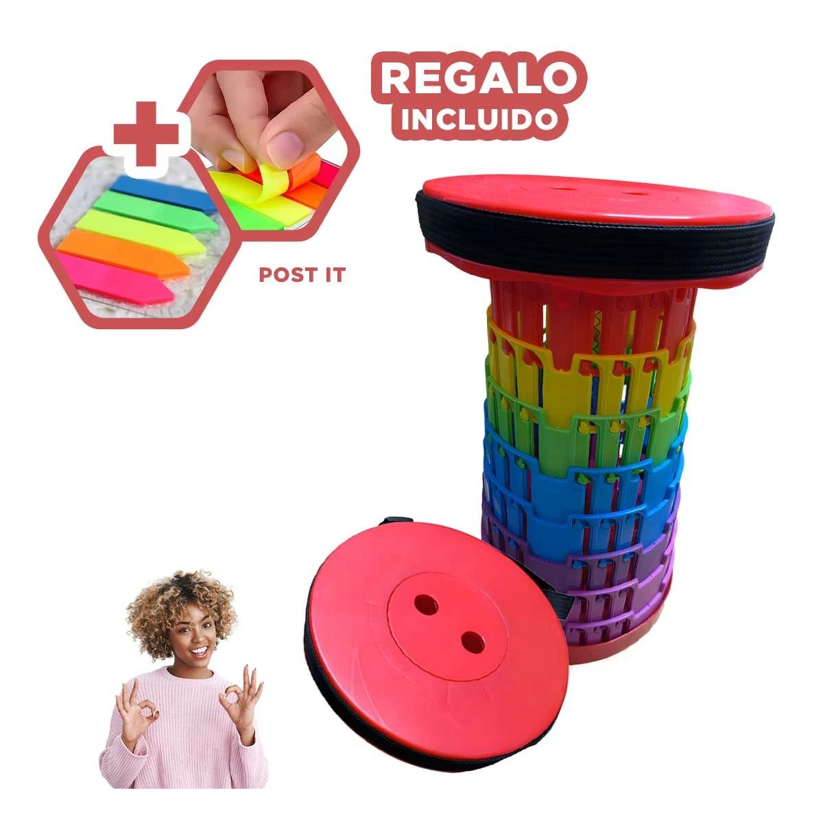 GENERICO - Banco Multicolor con 3 Seguros Tapa Rojo Y+Post-it Adhesivos