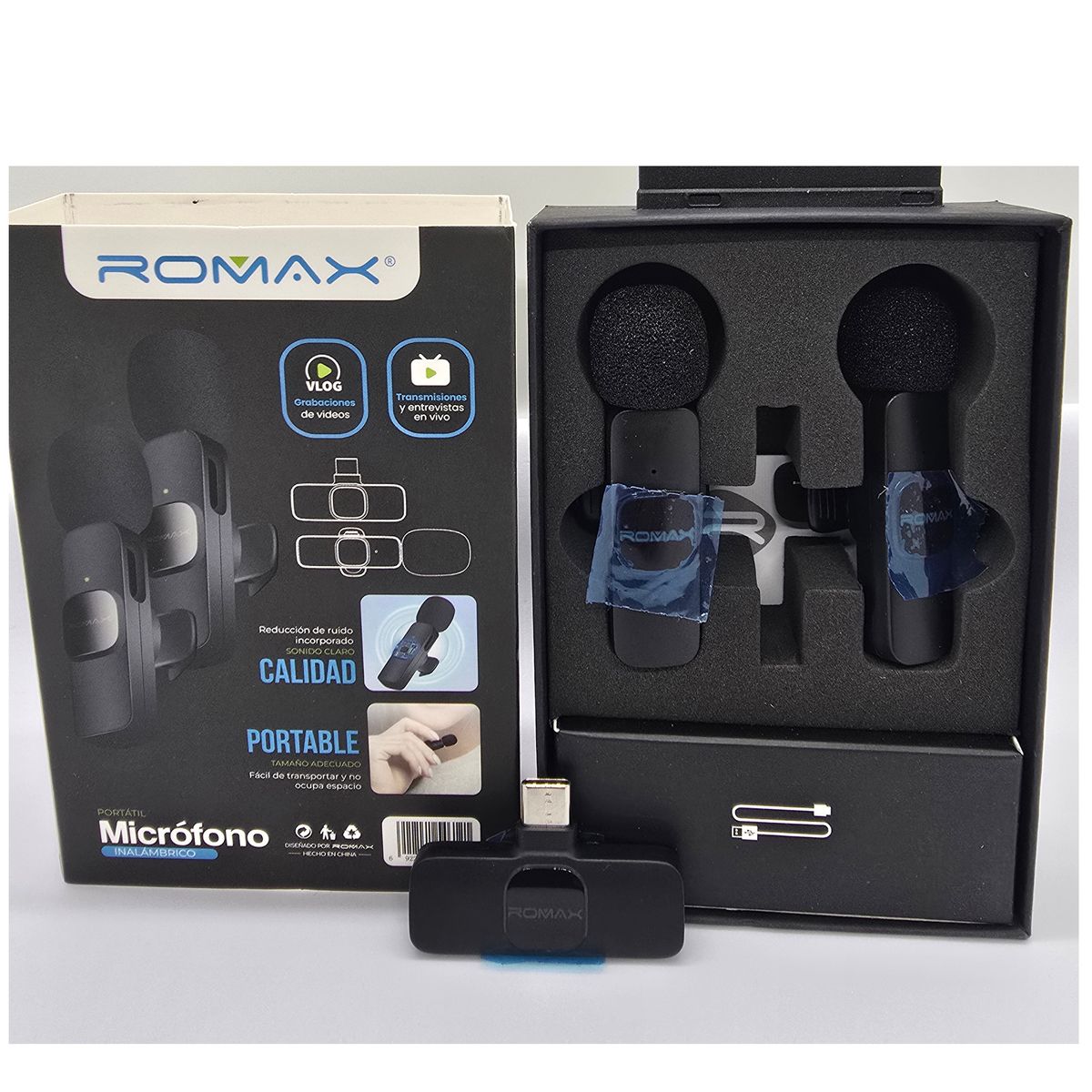 ROMAX - MICROFONO INALAMBRICO PORTATIL PUERTO TIPO C  20 MtS DE RECEPCI0N