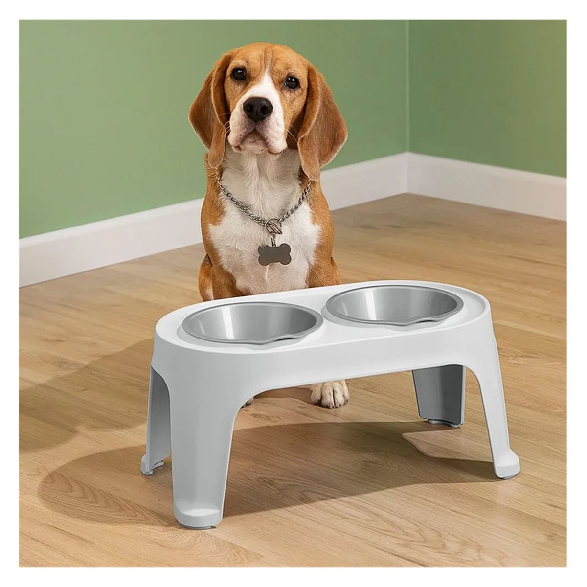 RIMAX - COMEDERO ALTO PARA PERROS MEDIANOS GRIS