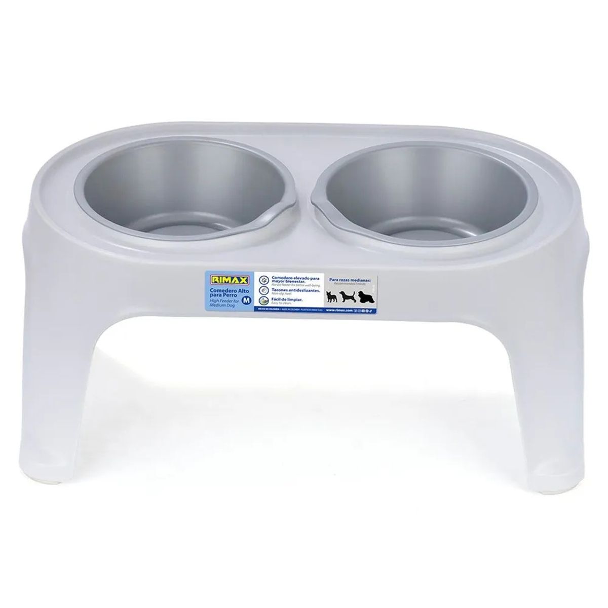 RIMAX - COMEDERO ALTO PARA PERROS MEDIANOS GRIS