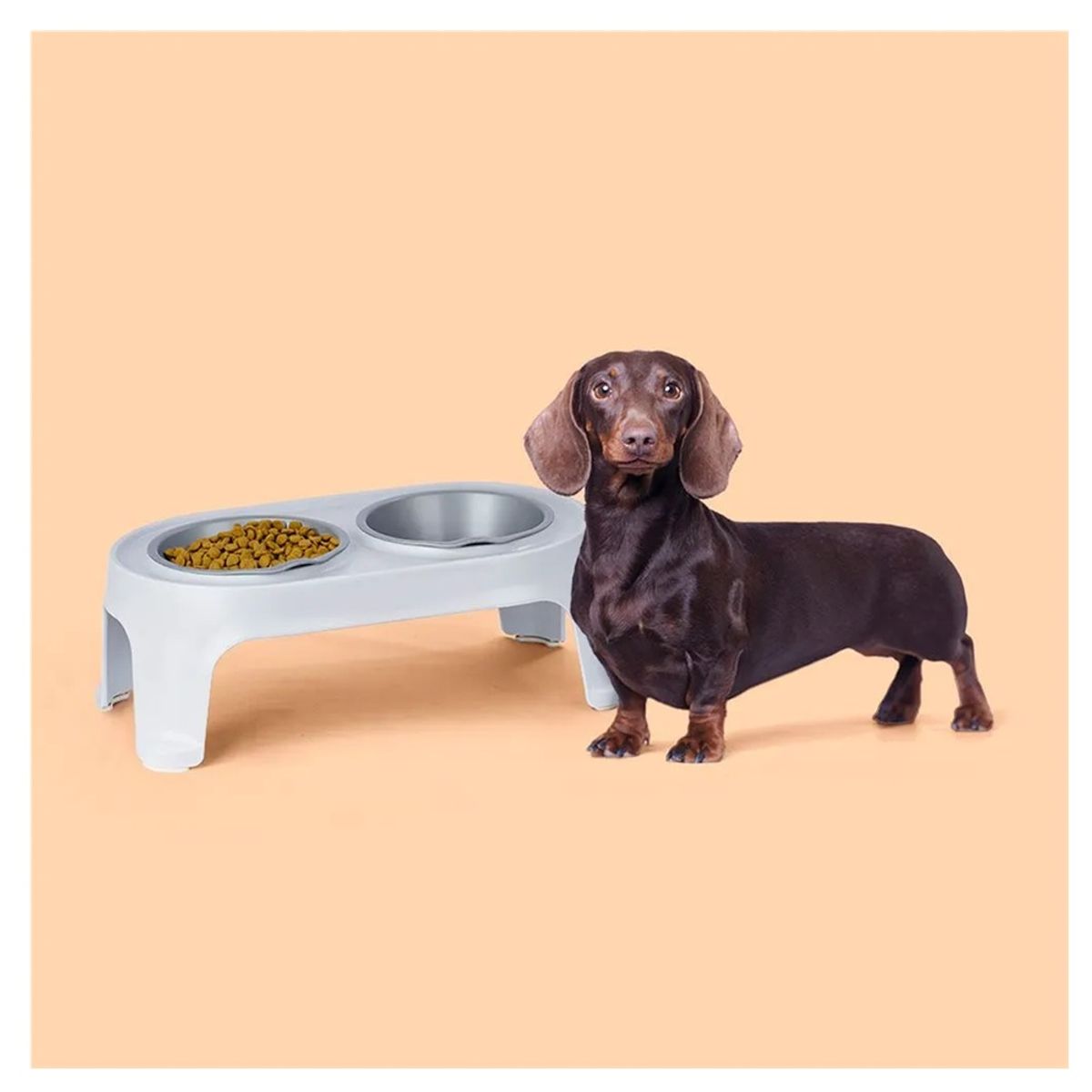 RIMAX - COMEDERO ALTO PARA PERROS PEQUEÑOS GRIS