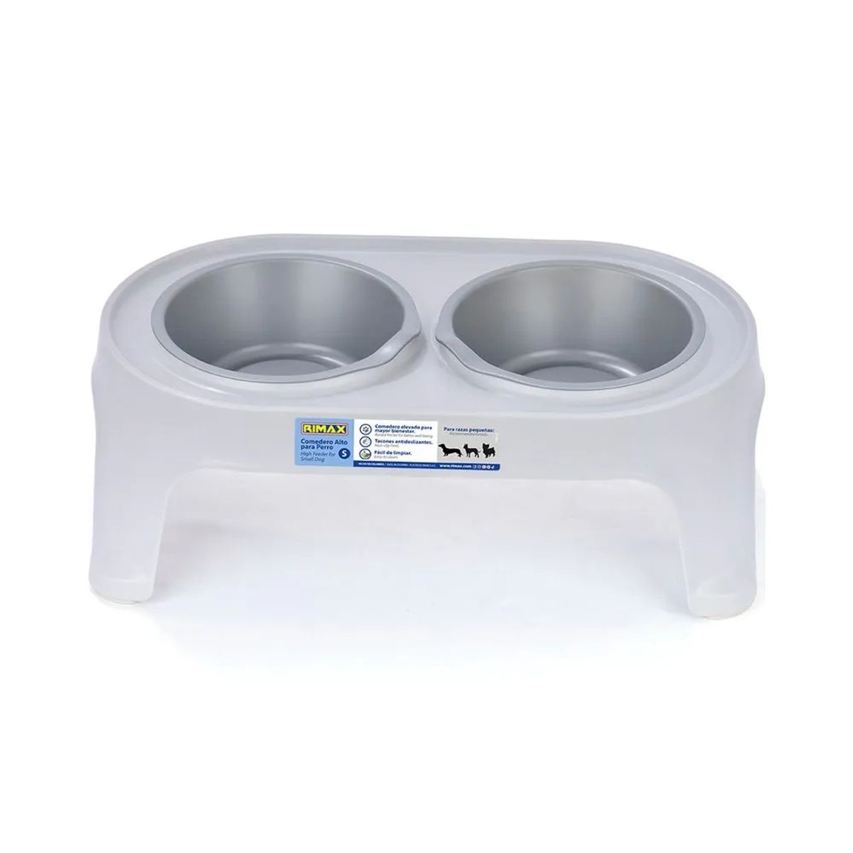 RIMAX - COMEDERO ALTO PARA PERROS PEQUEÑOS GRIS
