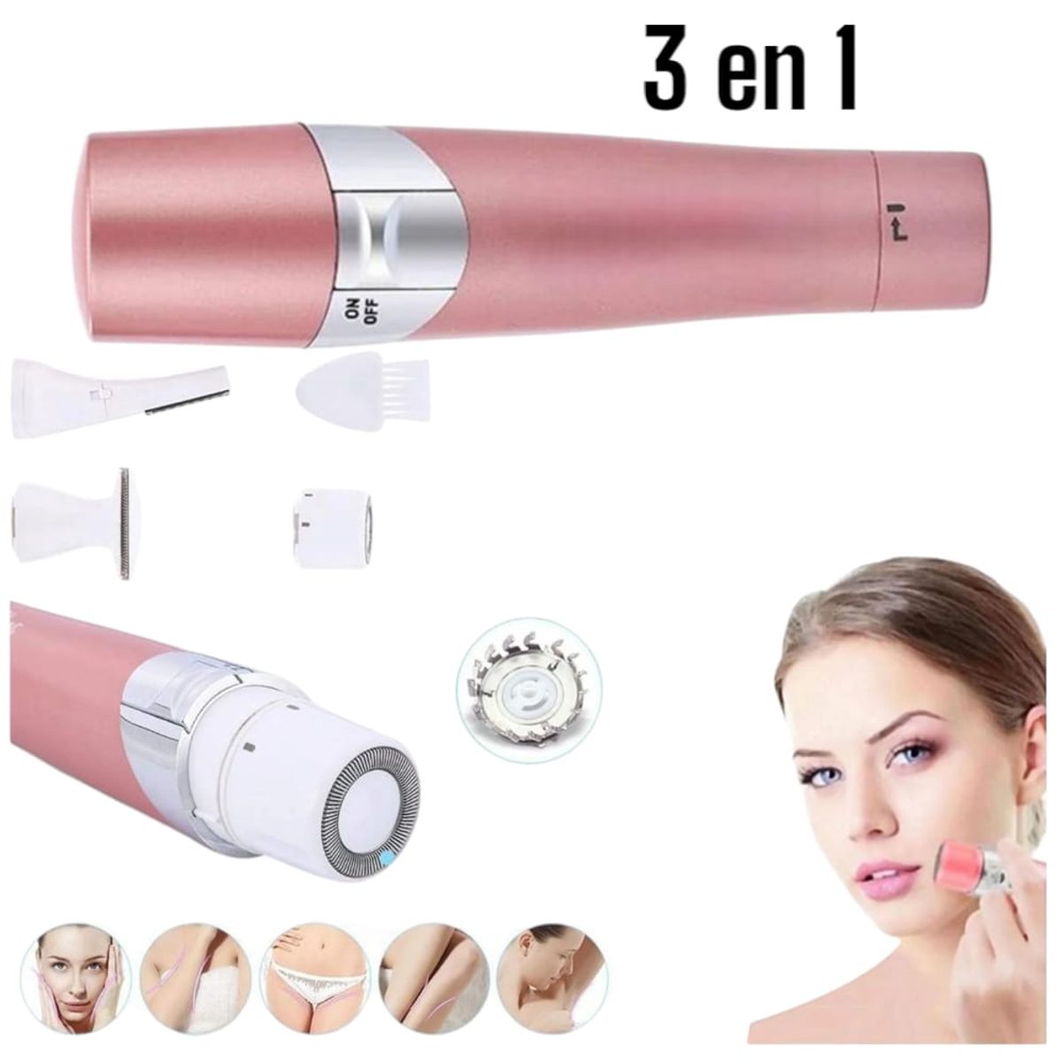 OEM - Cleansing Removedor de Vello 3 en 1 Femenino para Cara, Cejas y Bikini
