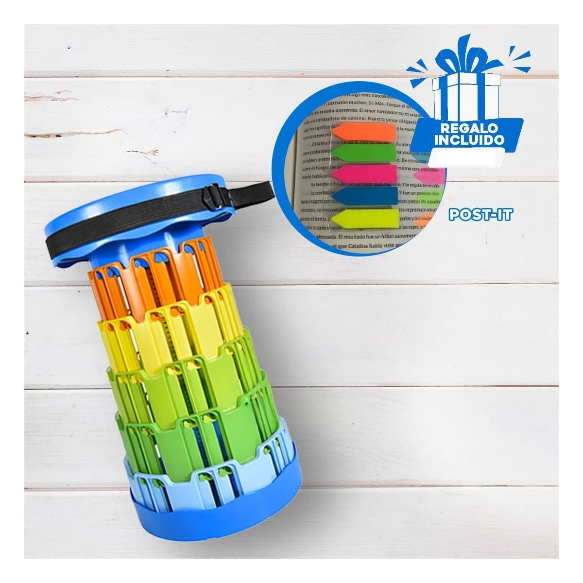 GENERICO - Pack9 Banca Multifuncional en Azul Y+Banderitas Adhesivas