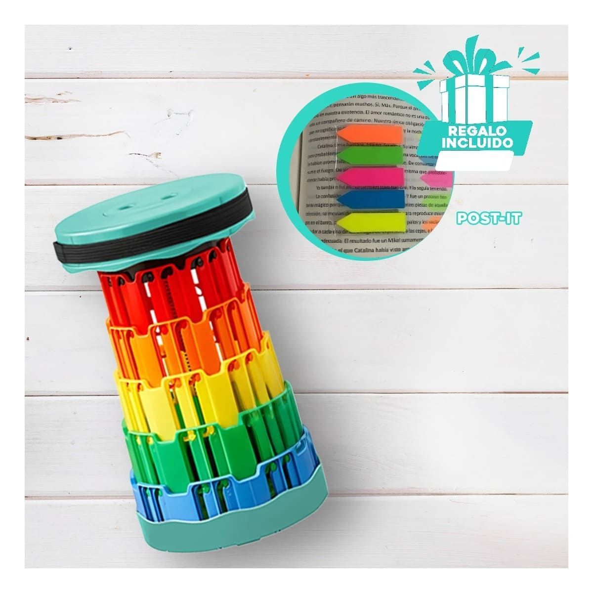 GENERICO - Pack9 Banca Multifuncional en Verde Y+Banderitas Adhesivas