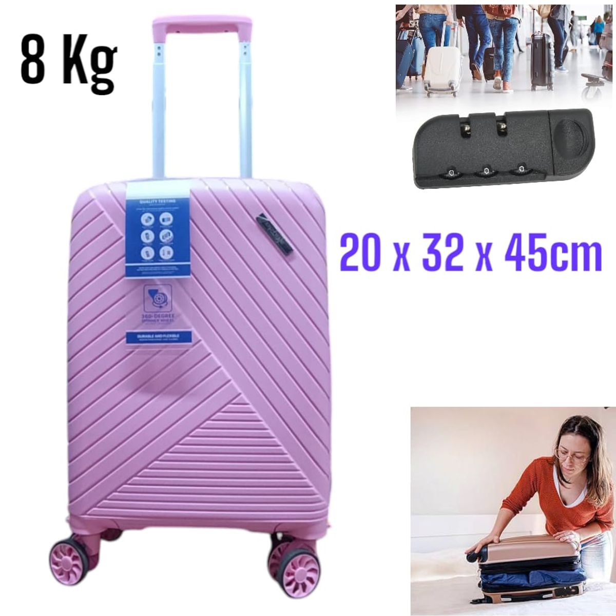 OEM - Maleta Cabina 20x32x45cm con Rueda y Clave Ideal para Viaje 20x32x45cm