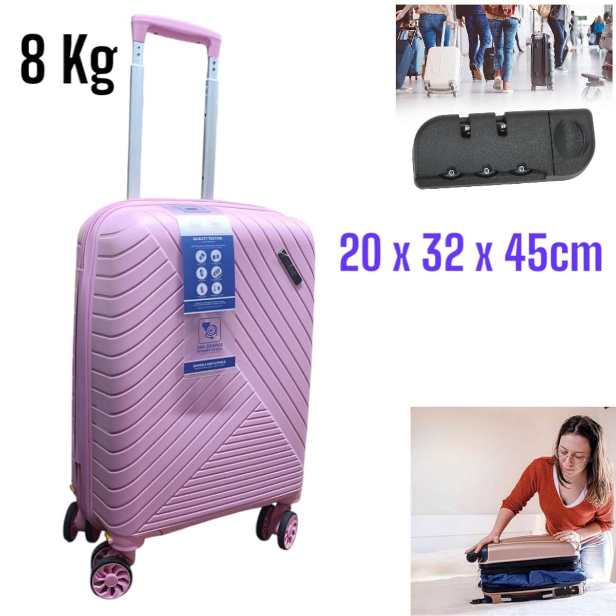 OEM - Maleta Cabina 20x32x45cm con Rueda y Clave Ideal para Viaje 20x32x45cm