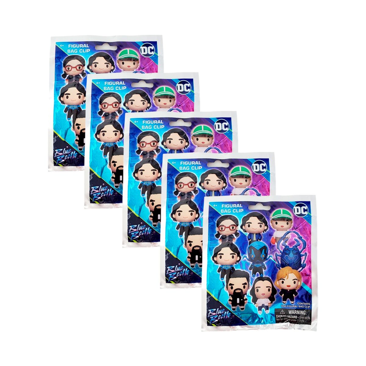 DC - Figura DC Blue Beetle Figura 3D Bag Clip 5 UNIDADES