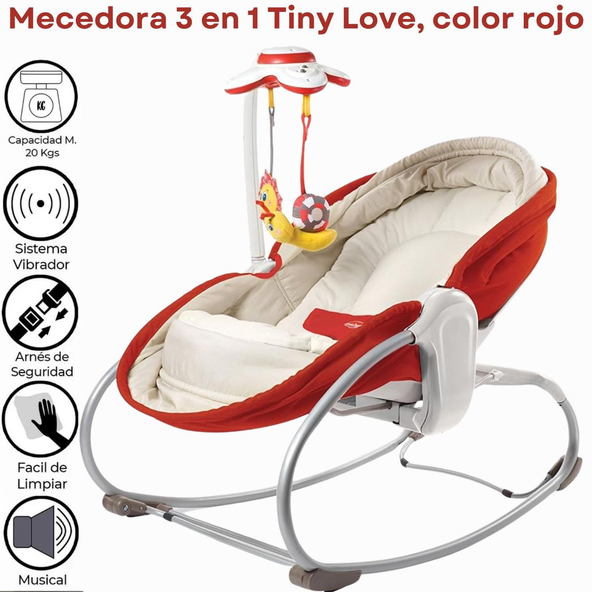 GENERICO - Mecedora 3 en 1 Tiny Love, color rojo