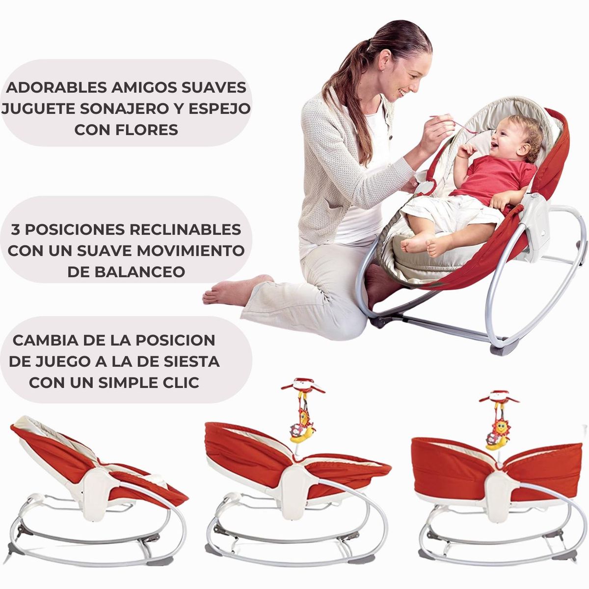 GENERICO - Mecedora 3 en 1 Tiny Love, color rojo