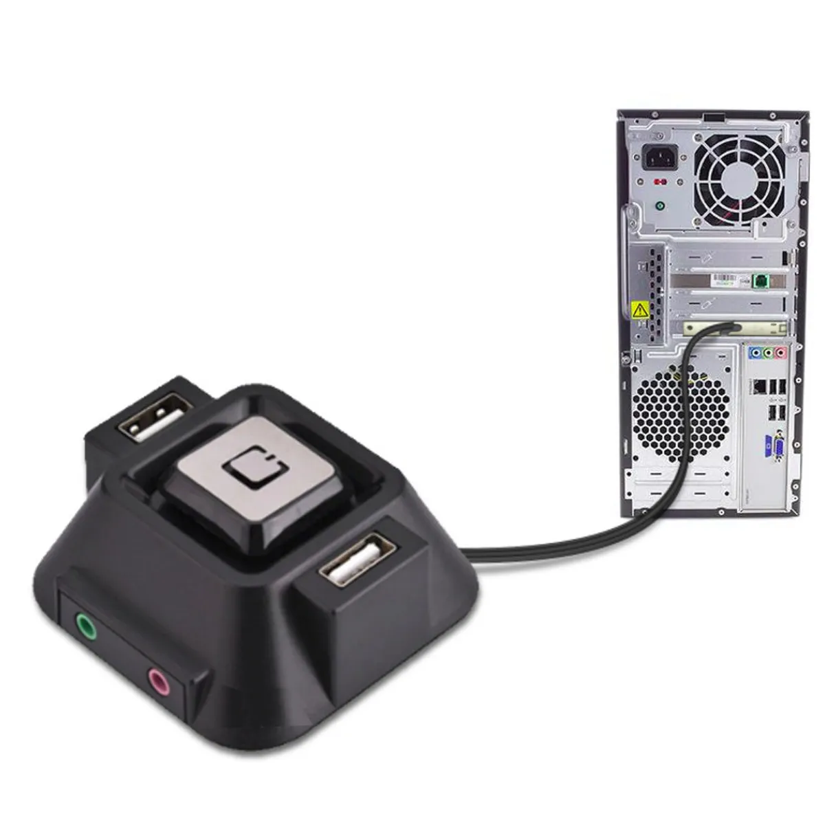 GENERICO - Boton Extensor Encendido Usb PC Puerto audio + Bracker