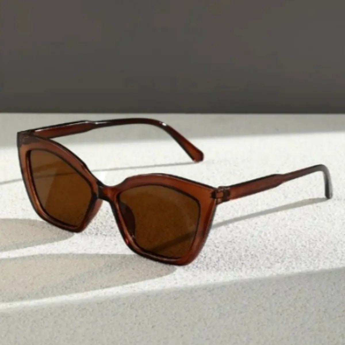 GENERICO - Lentes Gafas De Sol Retro Con Forma De Ojo De Gato Marrón