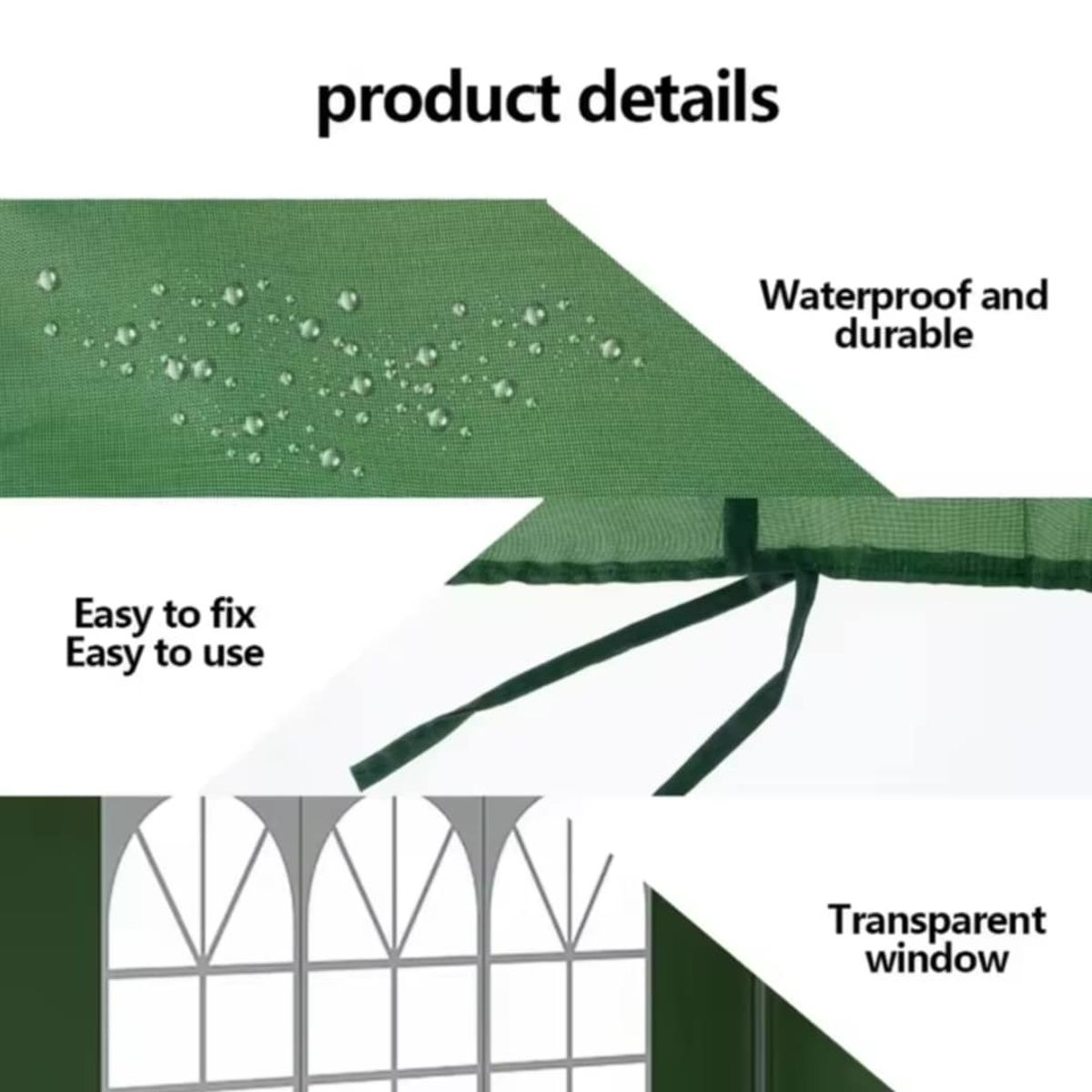 GENERICO - Carpa Toldo Plegable Resistente con Paredes y Ventanas 3x3m Protección Solar UV