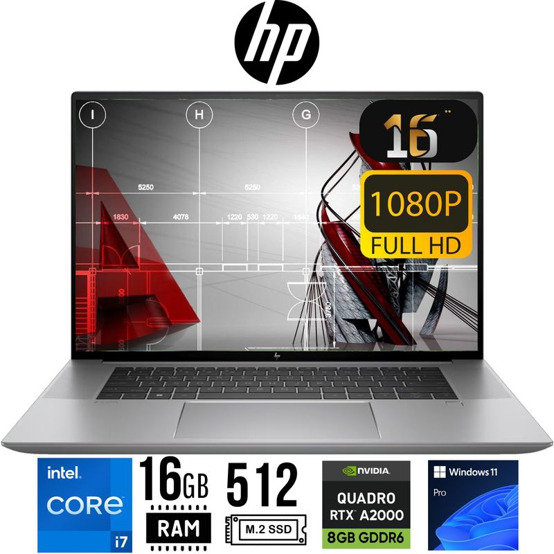 HP - Laptop HP ZBook Studio G9. i7-12700H. 16" FULL HD. RAM 32GB. SSD 1TB. NVIDIA RTX  A2000 8GB. W11 PRO.