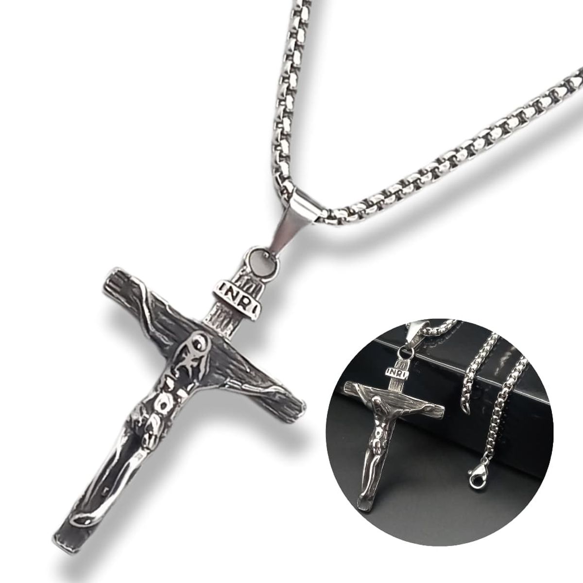 GENERAL - Collar Cruz De Acero Inoxidable 60 Cm - Mary Beautiful