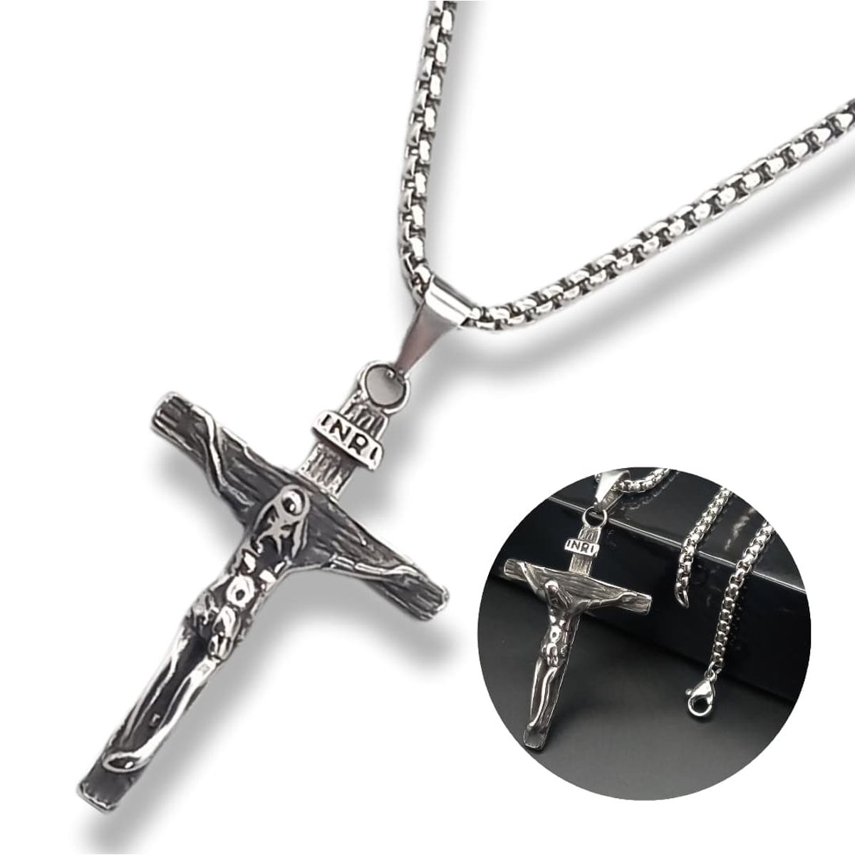 GENERAL - Collar Cruz De Acero Inoxidable 60 Cm - Mary Beautiful