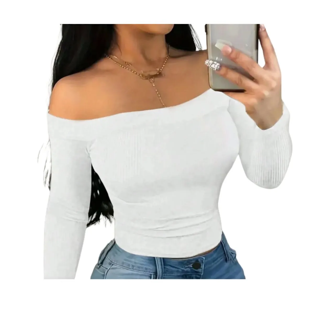 GENERICO - Polo Manga Larga Dama Cuello Estilo Rib