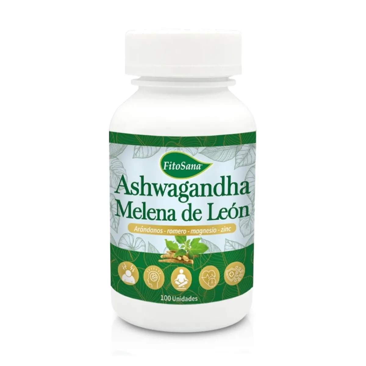 FITOSANA - Ashwagandha con Melena de León Alivia el Estrés 100 cápsulas  Fitosana