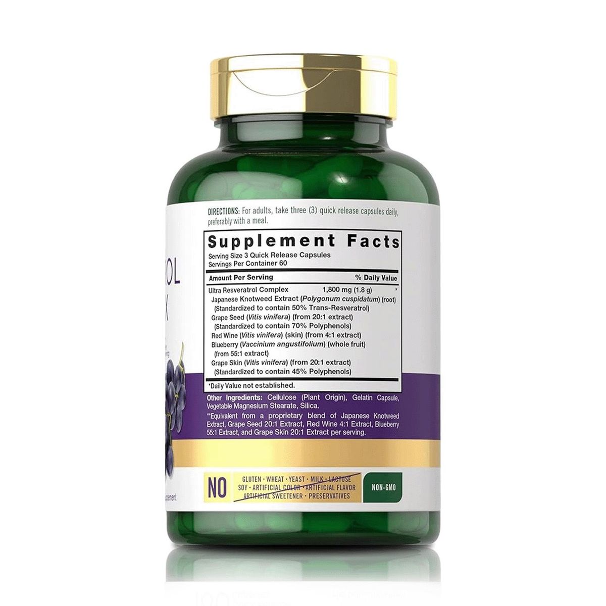 VITAMINA - Resveratrol Complex 1800 mg (180 Cápsulas) – Carlyle