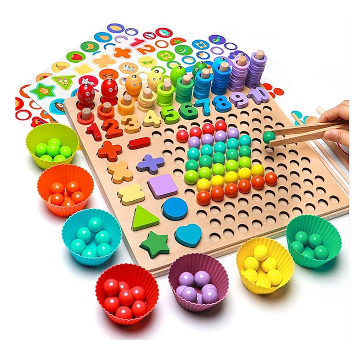 GENERICO - Juego Montessori Educativo 8 en 1 – Números, Colores y Pesca