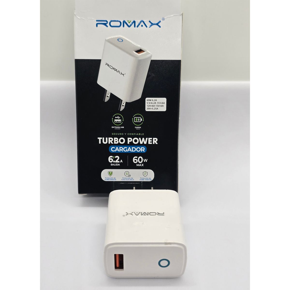 ROMAX - CARGADOR DADO ROMAX TURBO POWER 60W PUERTO USB