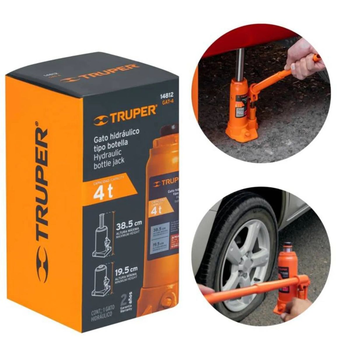 TRUPER - Gata Hidráulica Tipo Botella de 4Ton Truper