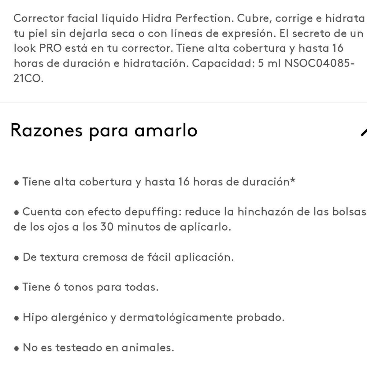 ESIKA - Corrector de bolsas ojeras rostro Hidra Perfection ésika claro 1
