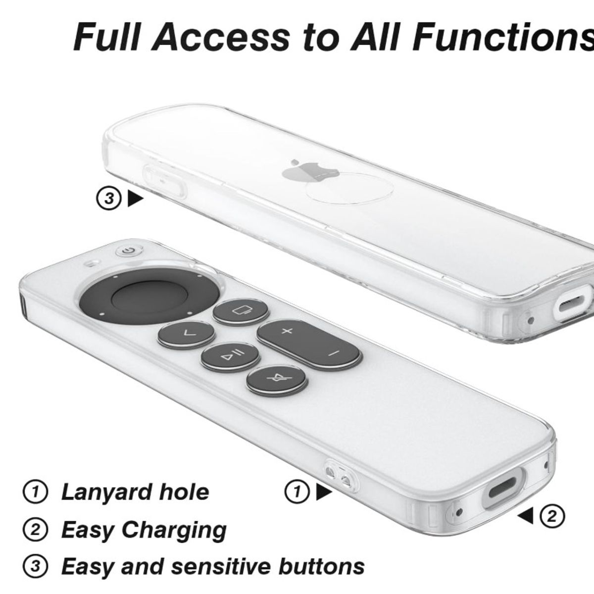 GENERICO - Funda Transparente de Silicona para Control de Apple TV 2021 - Blanco
