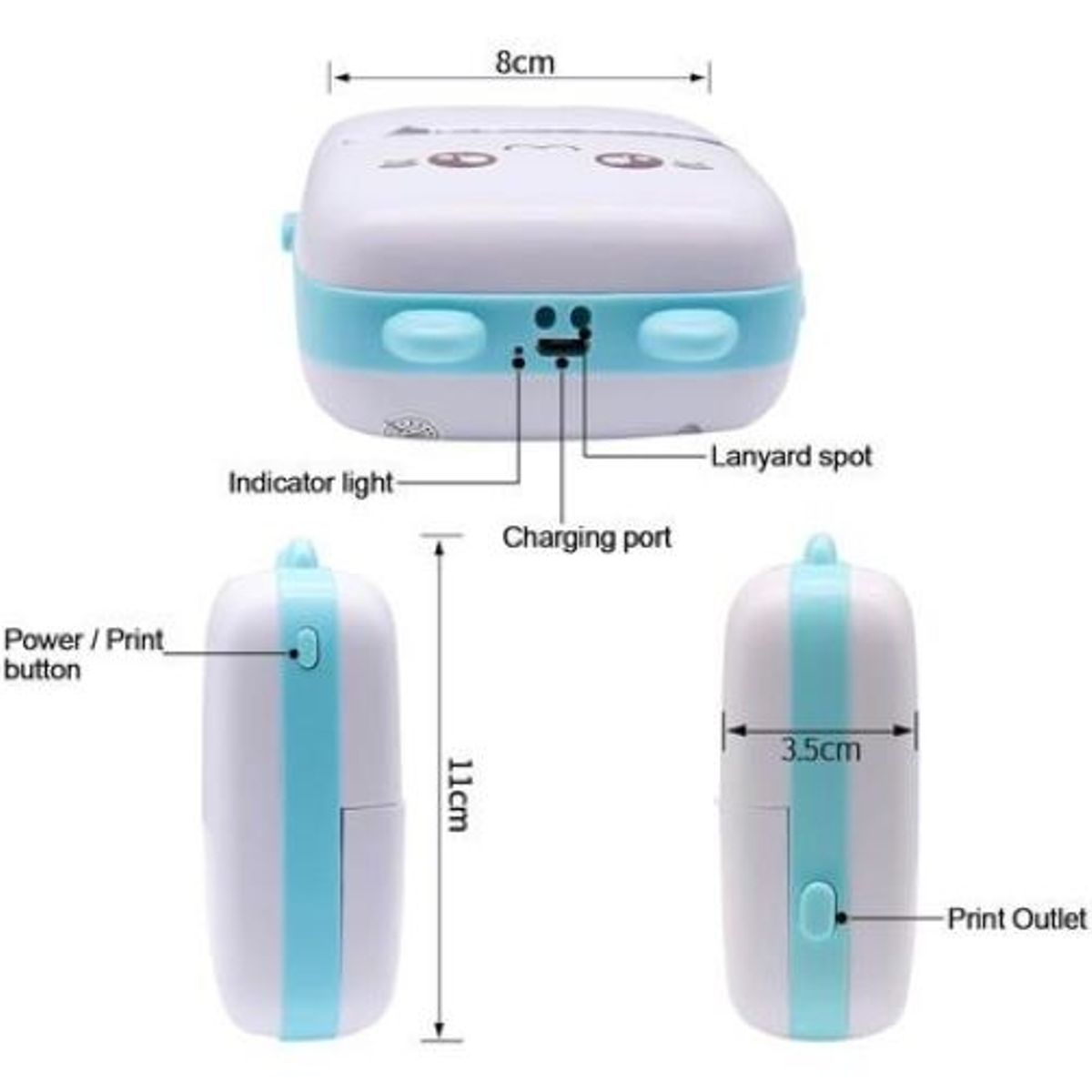 GENERICO - MINI IMPRESORA PORTATIL TERMICA BLUETOOTH USB PARA CELULAR RECARGABLE