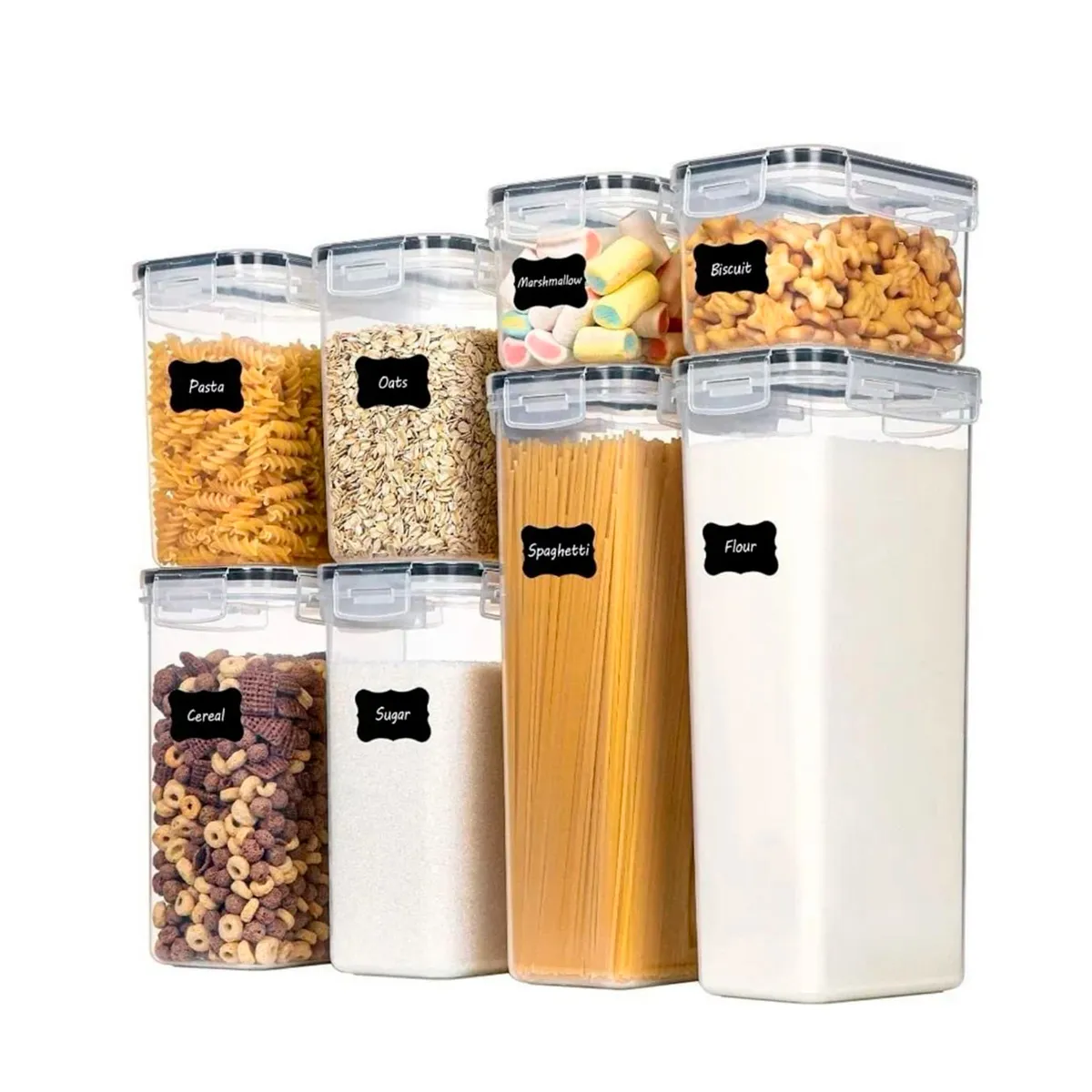 GENERICO - Set 8 contenedores/recipientes herméticos para guardar alimentos y más